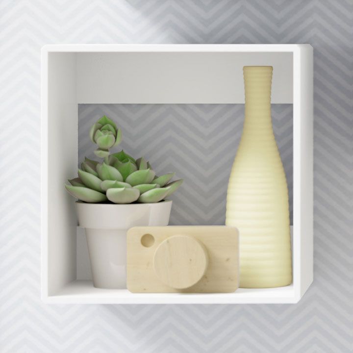 Nicho de Madeira Quadrado Branco 25cm