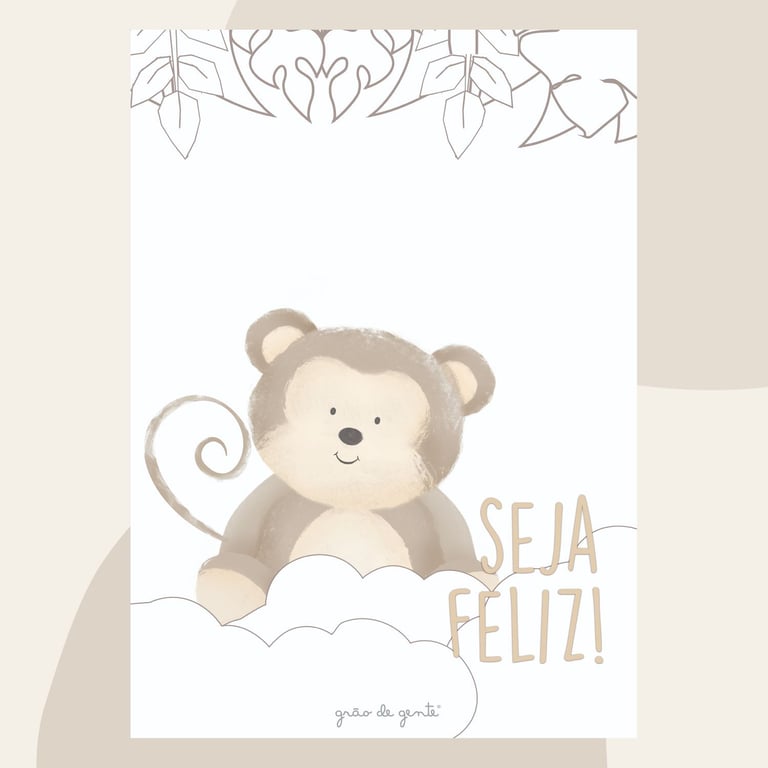 Pôster Adesivo Safári Aquarela Macaco