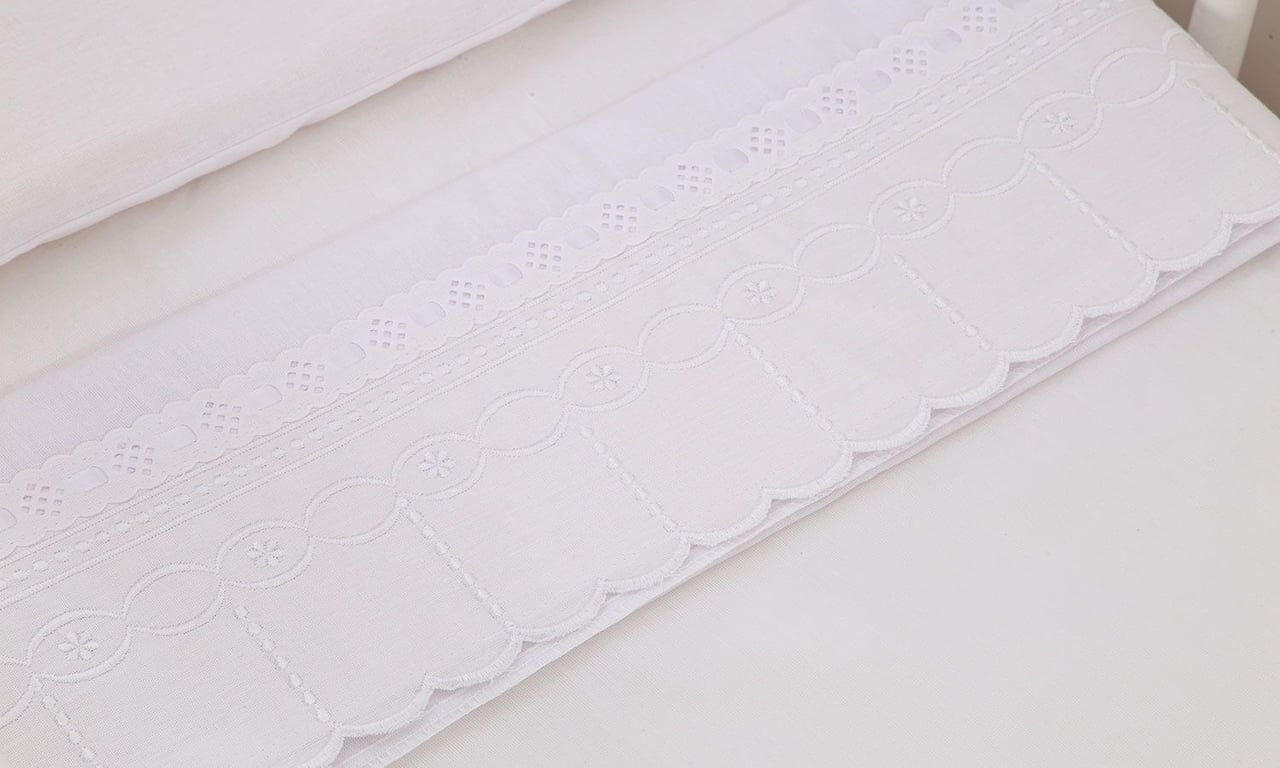 Jogo de Lençol Mini Berço Bico Flor Branco — vista alternativa