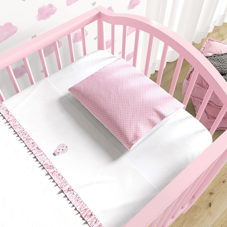 Jogo de Lençol Berço Bordado Balão com Babado Poá 3 peças — vista alternativa