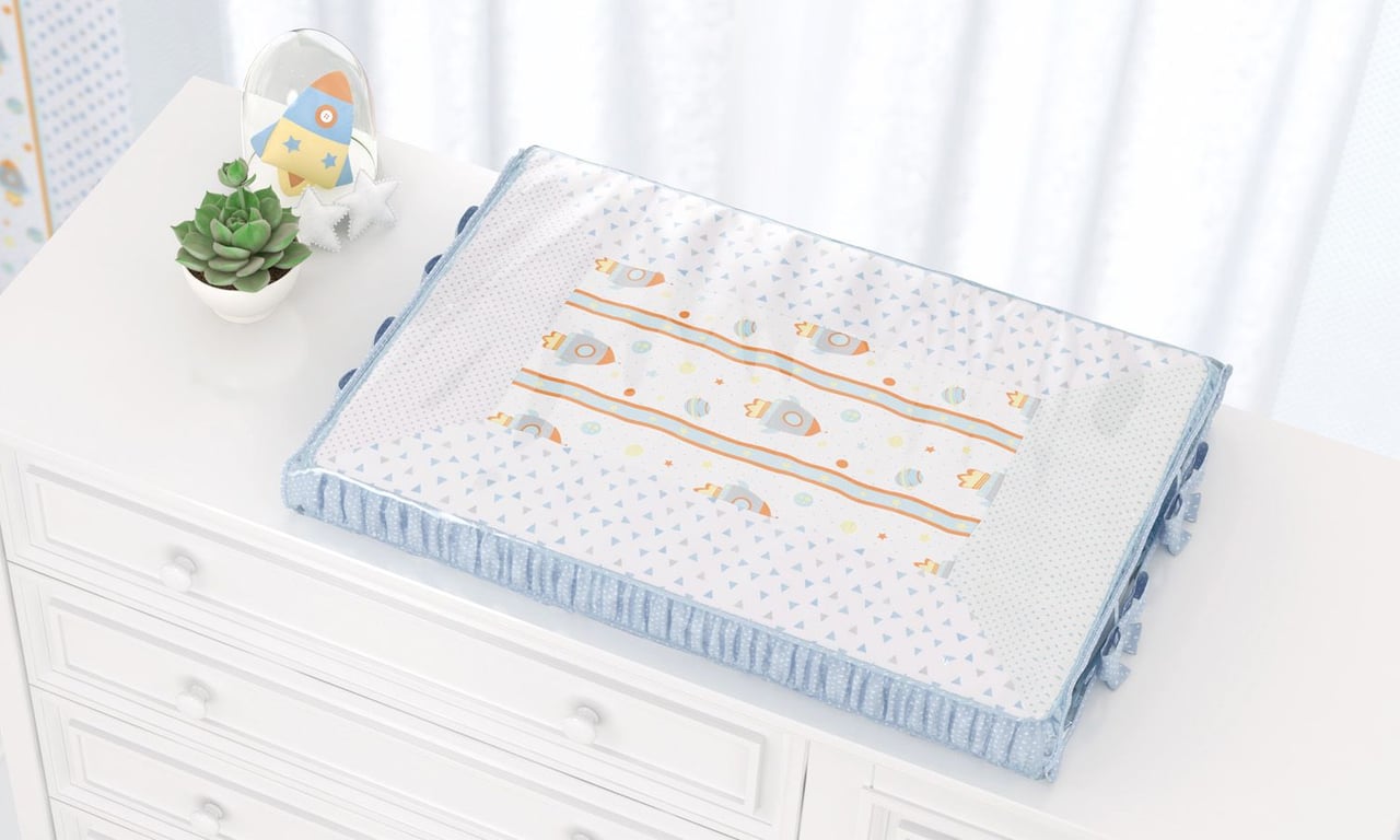 Trocador de Fraldas Astronauta Patchwork Azul — vista alternativa