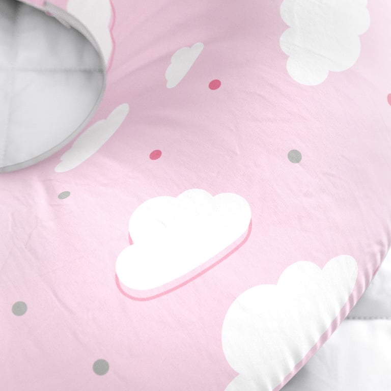 Almofada Amamentação Dupla Face Nuvem Estrelinha Rosa
