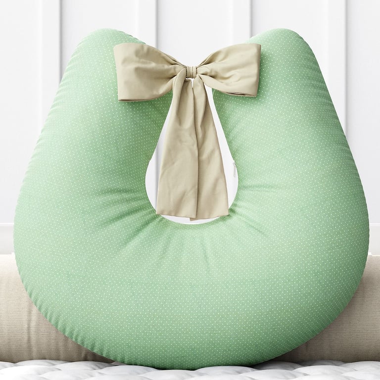 Almofada Amamentação Poá Pontinho Verde e Bege