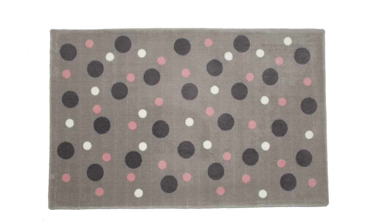 Tapete Retangular Cinza Bolinhas Tricolor Verde 1,50m