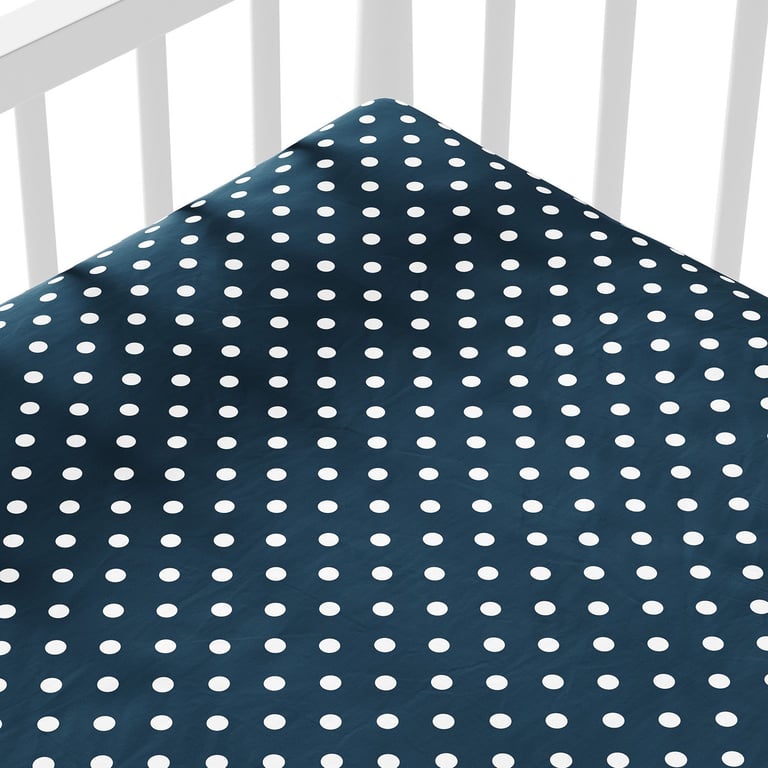 Lençol Berço com Elástico Poá Azul Marinho