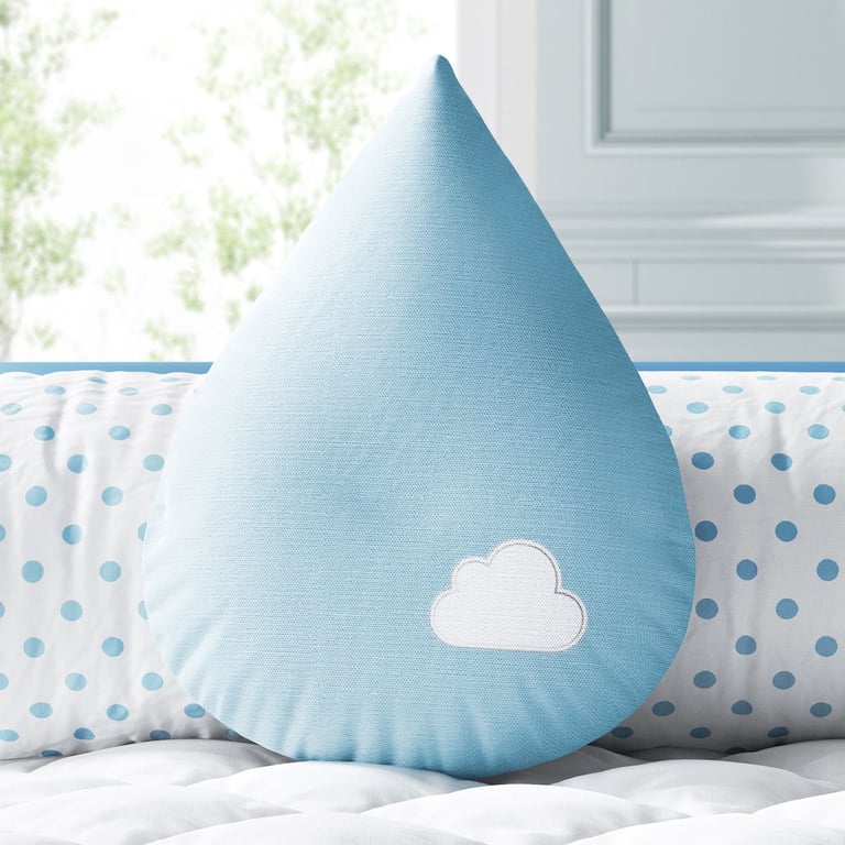 Almofada Gota Azul com Nuvem 30cm