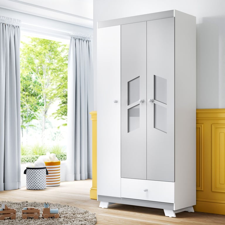 Guarda Roupa Infantil Branco 3 Portas Retrô Chique