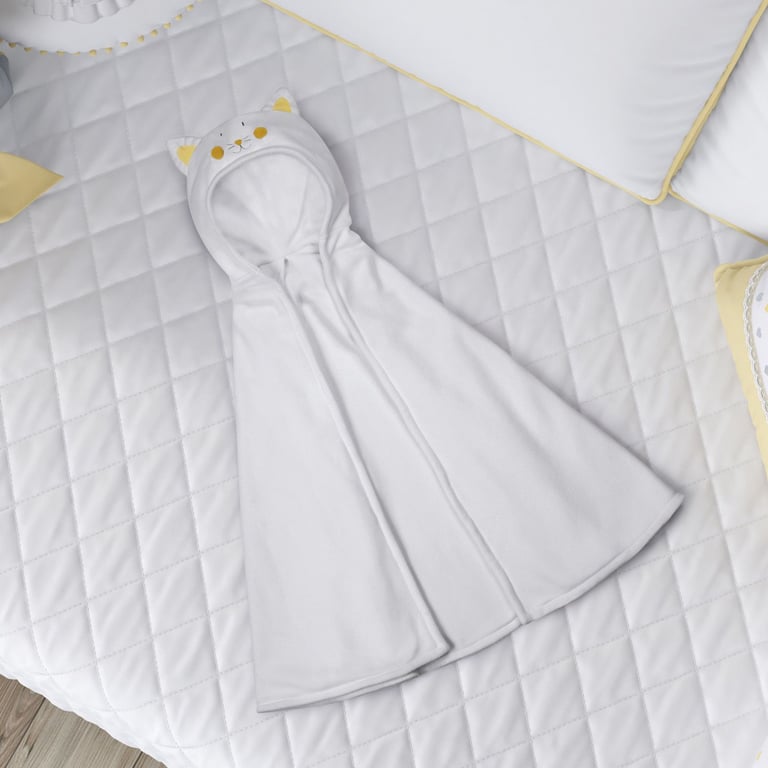 Manta com Capuz Amiguinho Gatinho Amarelo 85cm