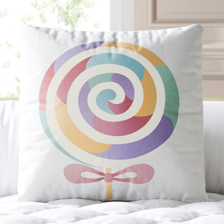 Almofada Quadrada Pirulito Colorido 30cm