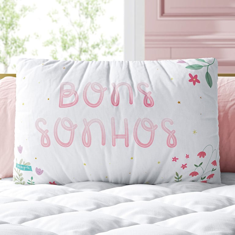 Almofada Retangular Bons Sonhos Floral 35cm