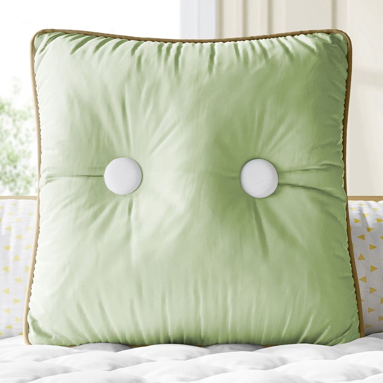 Almofada Quadrada Botões Verde Malva 38cm