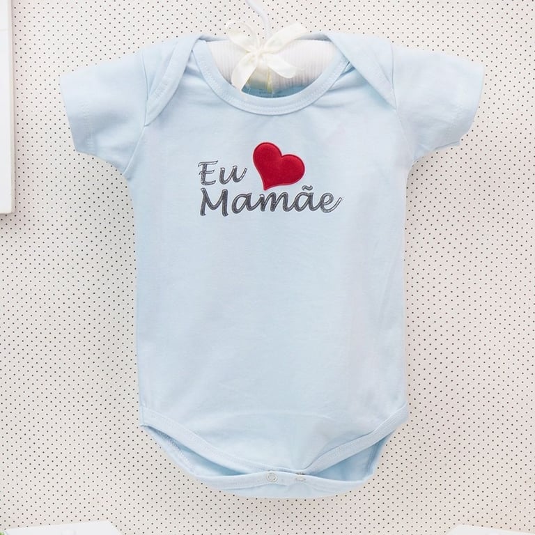 Body Manga Curta Eu Amo a Mamãe Azul Tam G — vista alternativa