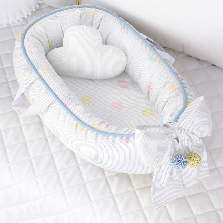 Ninho para Bebê Redutor de Berço Tricot Bolinhas 80cm