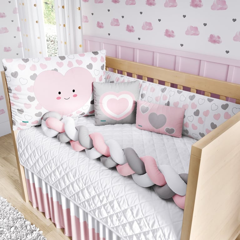 Kit Berço Trança Amor da Mamãe Rosa