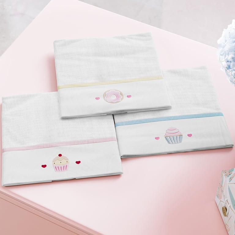 Jogo de Fraldas de Ombro Bordadas Doce Encanto 3 Peças