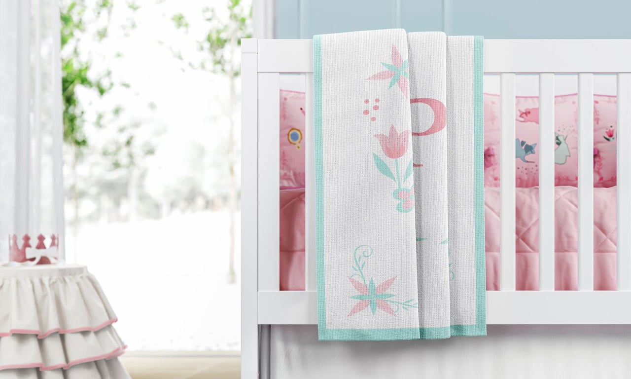 Manta Bebê Tricot Princesa Personalizada 1ª Letra do Nome Bebê 1m — vista alternativa