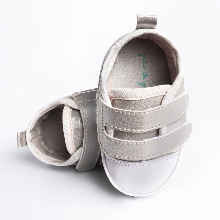 Tênis Bebê Casual Velcro Duplo Dourado Tam 17