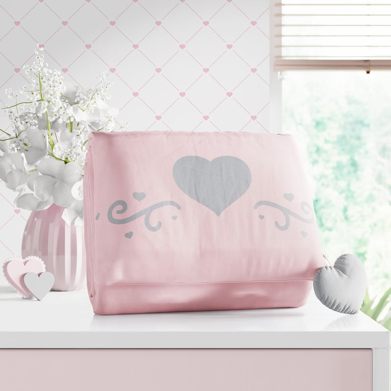 Trocador de Fraldas Portátil Coração Cinza e Rosa 73x40cm — vista alternativa