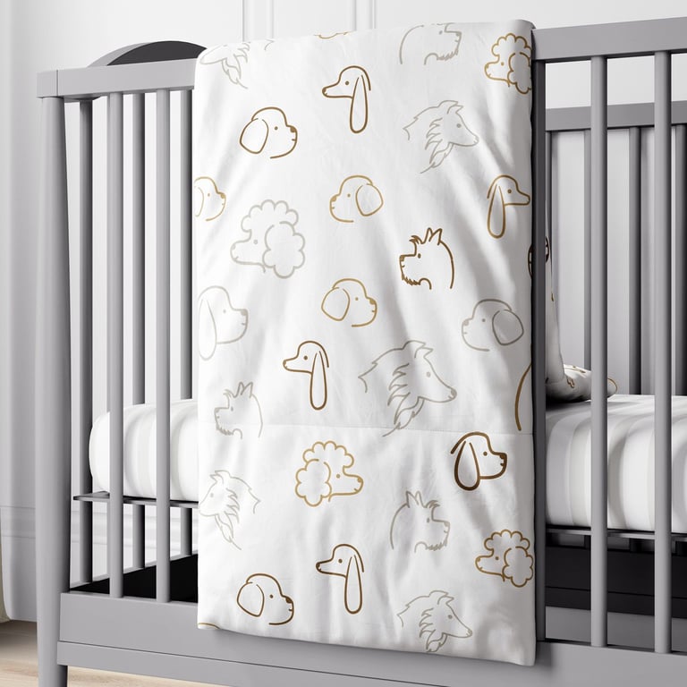 Edredom de Berço Cachorrinhos Cinza e Bege