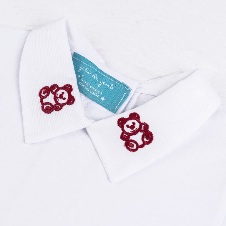 Saída Maternidade Tricot Urso Clássico Vermelho e Branco 04 Peças