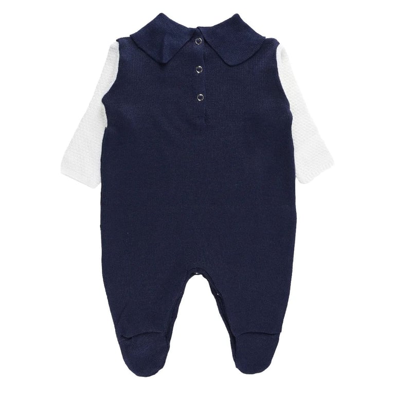 Saída Maternidade Din Don em Linho com Pala Trançada Azul Marinho — vista alternativa