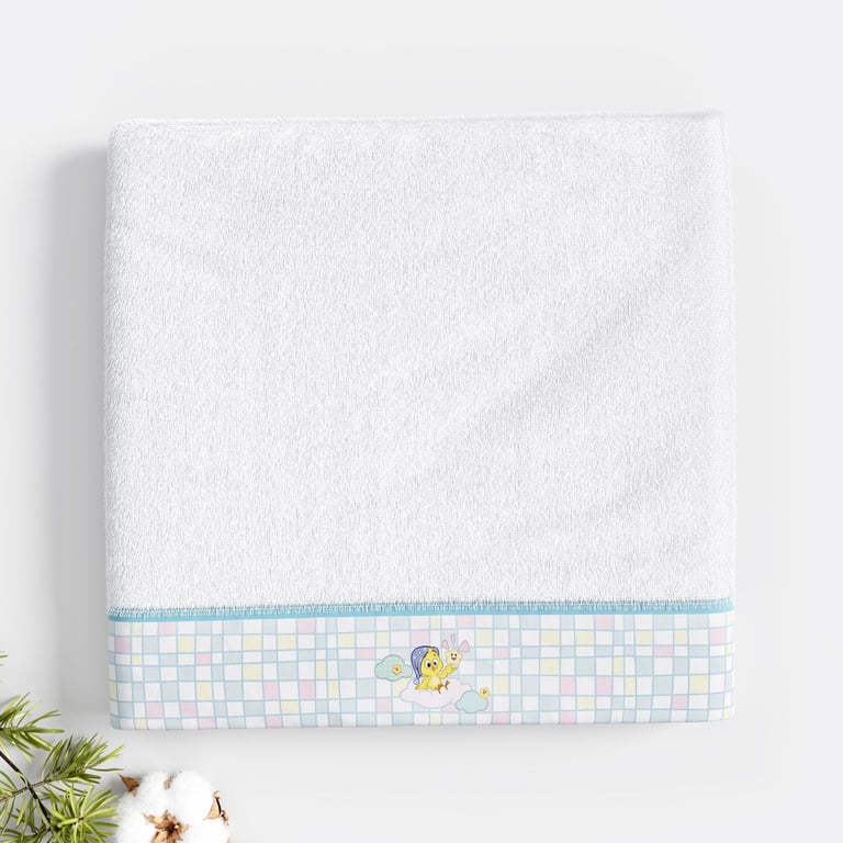 Toalha Fralda Pintinho Amarelinho Quadriculado Colorido 1,05M — vista alternativa