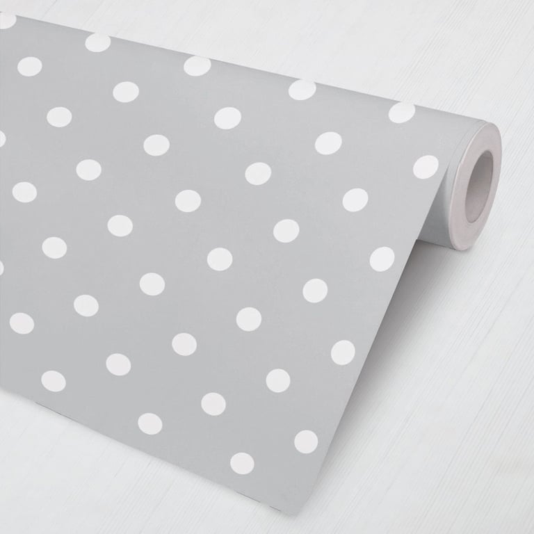 Papel de Parede Bolinha Branco e Cinza 3M