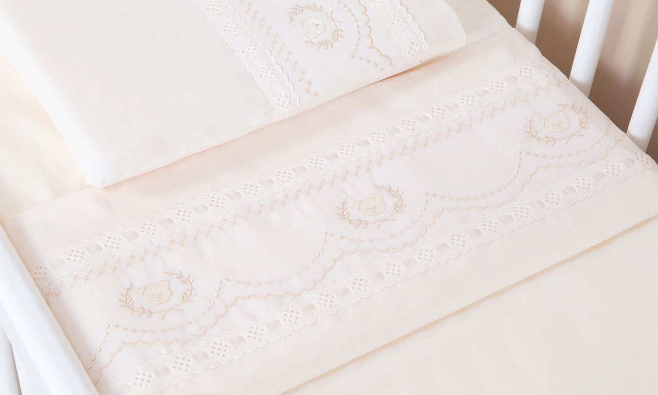 Jogo de Lençol Mini Berço Ursinho Real Branco — vista alternativa