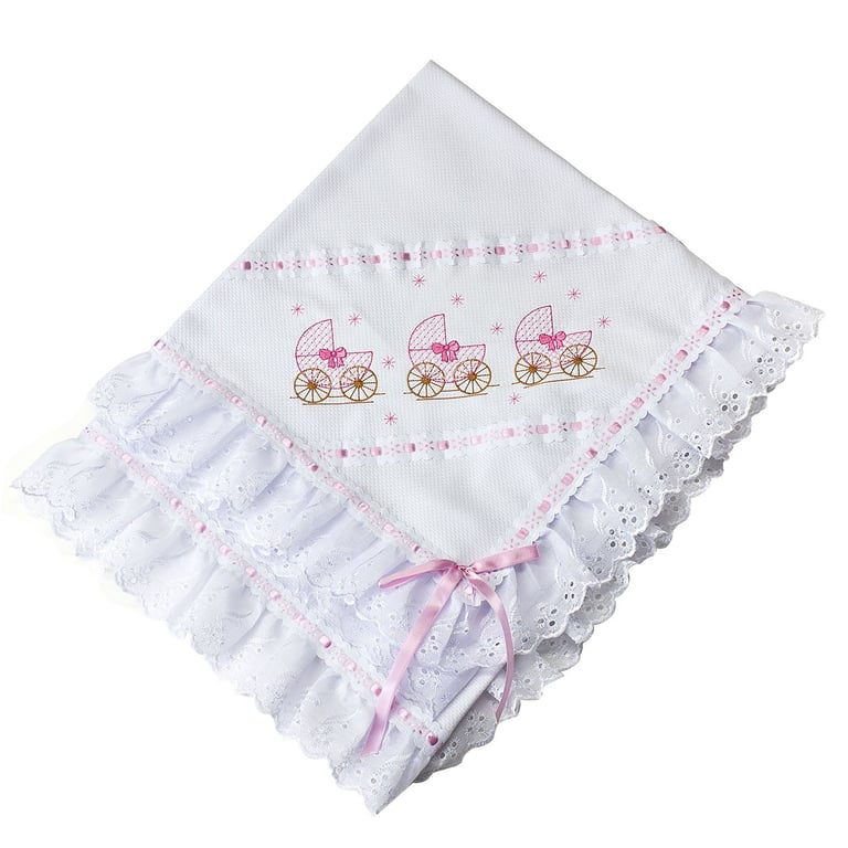 Manta Piquet Carrinhos de Bebê Rosa 75cm