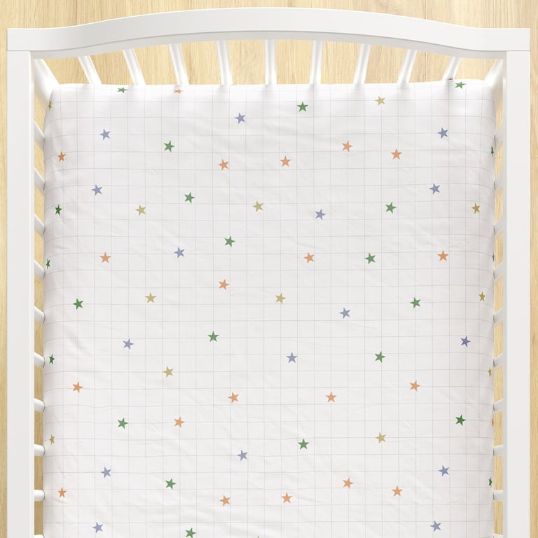 Lençol Berço com Elástico Xadrez Estrelinha Colorido — vista alternativa