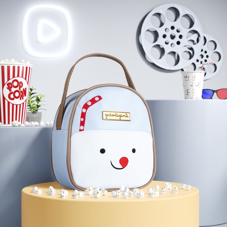 Lancheira Infantil Milk-Shake Canudinho Azul 23cm