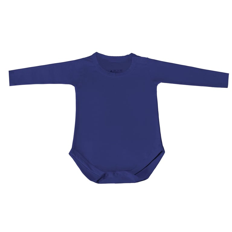 Body Manga Longa com Botão no Ombro Marinho 3 a 6 Meses