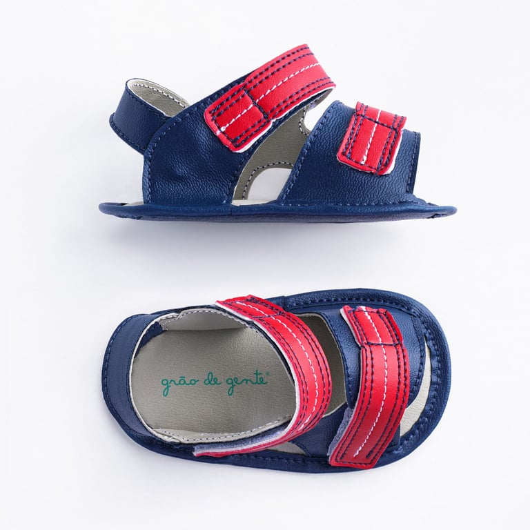 Sandália Papete de Bebê com Velcro Azul Marinho e Vermelho Tam 15 — vista alternativa