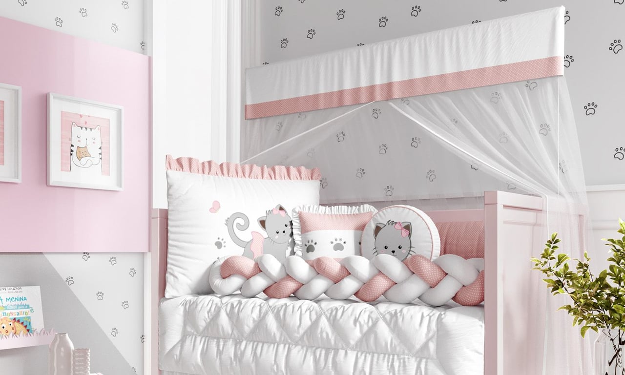 Kit Berço Trança Gatinha Rosa — vista alternativa