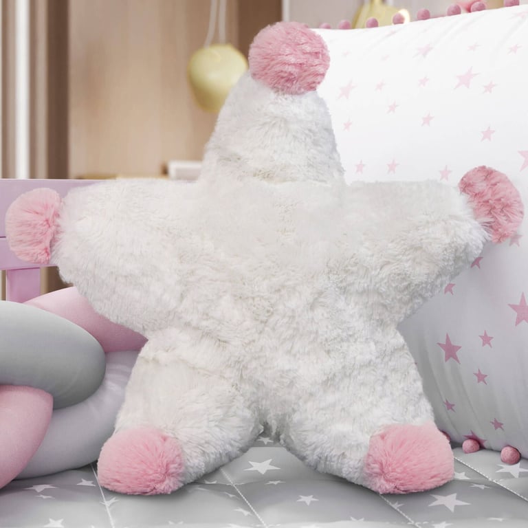 Almofada Estrela Pelúcia Rosa 30cm