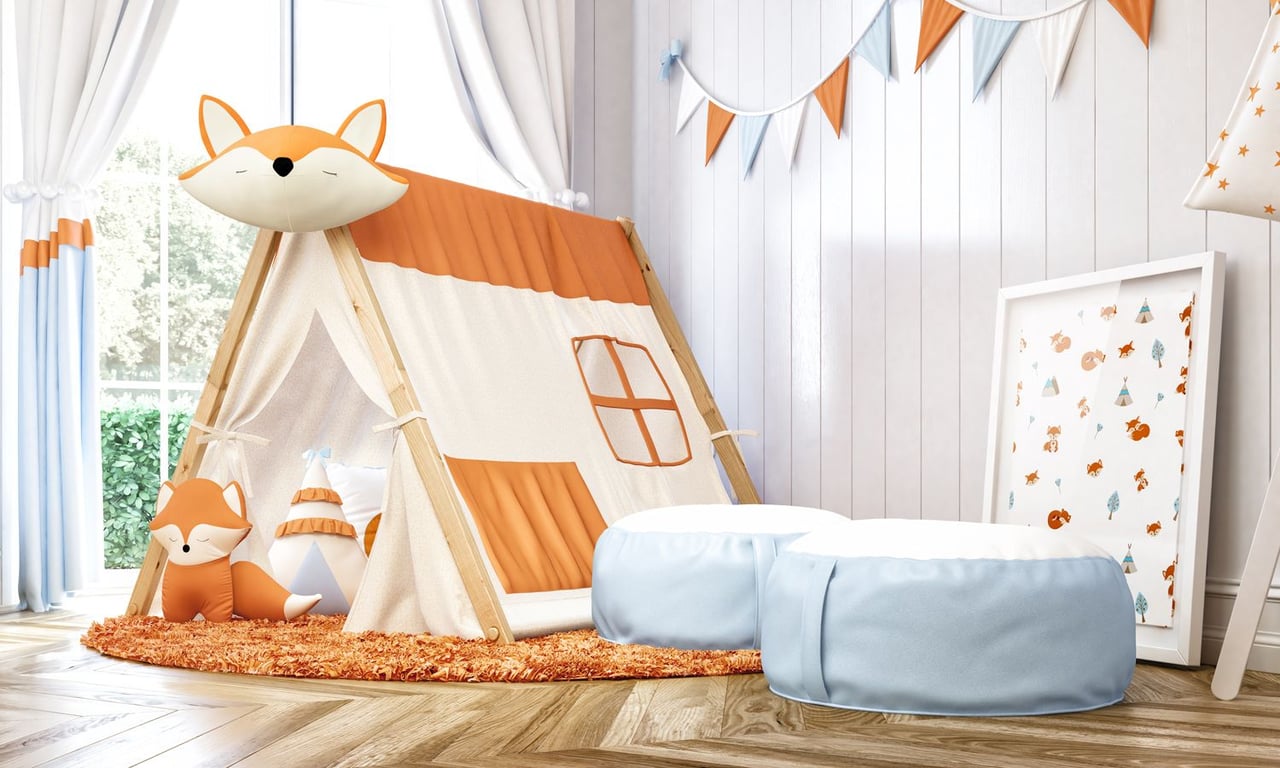 Cabana Quarto de Bebê Raposinha Laranja