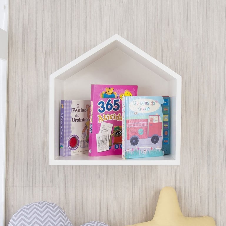 Nicho de Madeira Casinha Branco 40cm