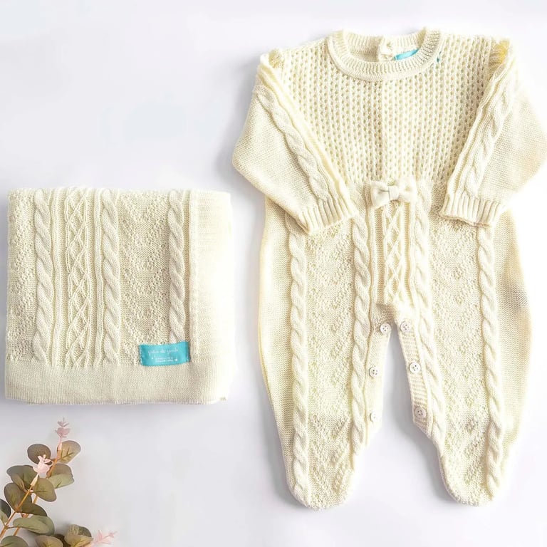 Saída Maternidade Tricot Amarelo RN