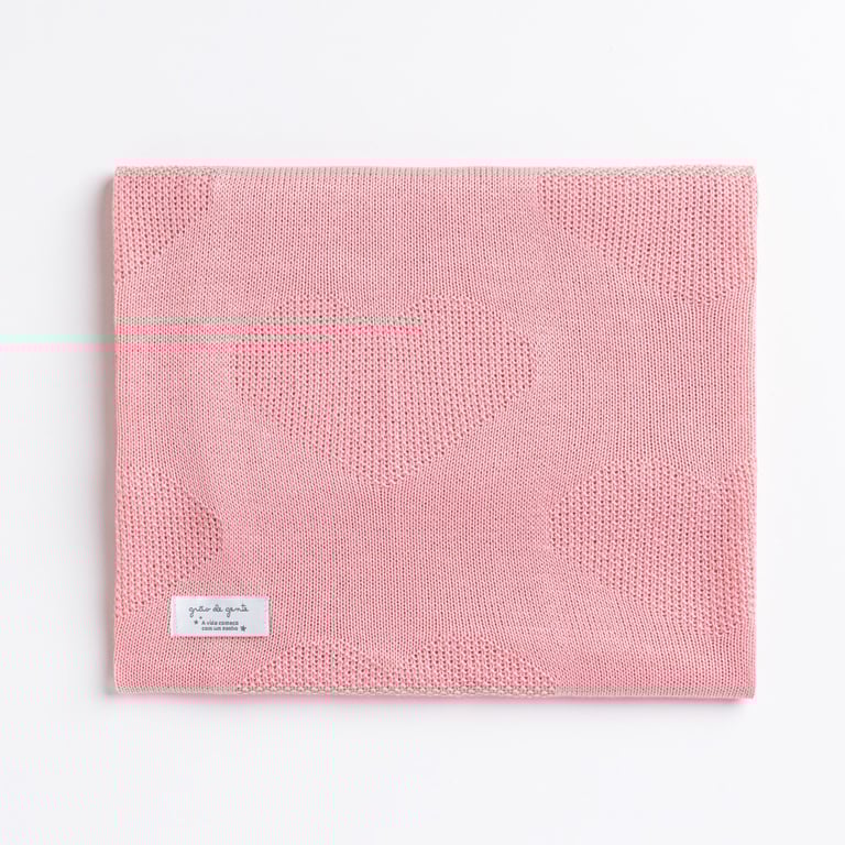 Manta Bebê Tricot Coração Rosa 80cm
