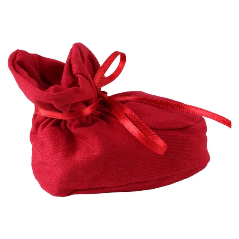Pantufa Bebê Chutinho Liso com Fita Vermelho — vista alternativa