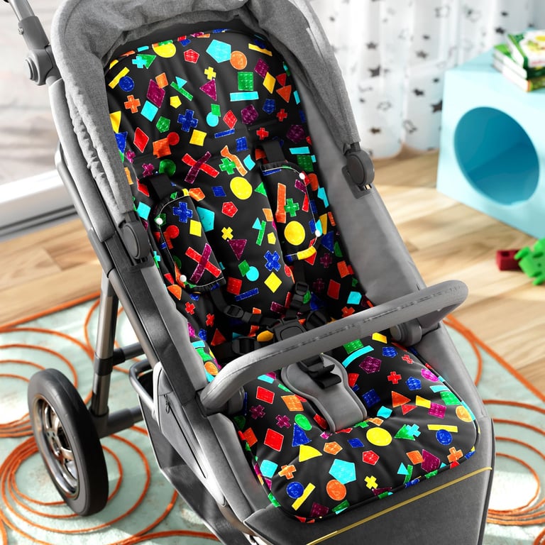 Capa de Carrinho com Protetor de Cinto Geométrico Fun Preto