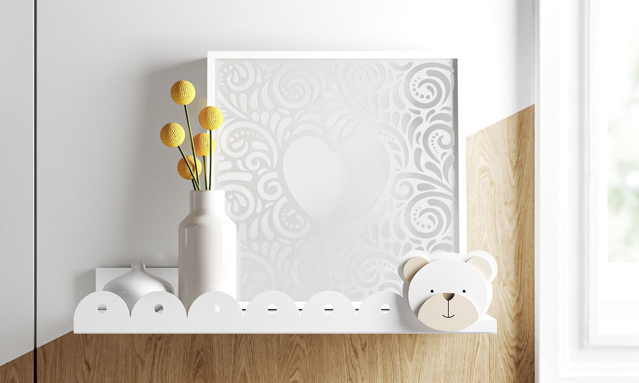 Prateleira MDF Ursinho Clássico Branco