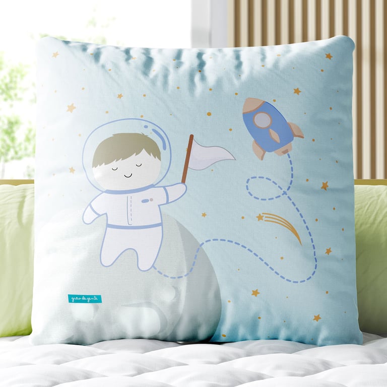 Almofada Quadrada Menino Astronauta Na Lua 30cm