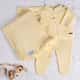 Saída Maternidade Casaquinho Vazado Amarelo Camomila 03 Peças - imagem 1
