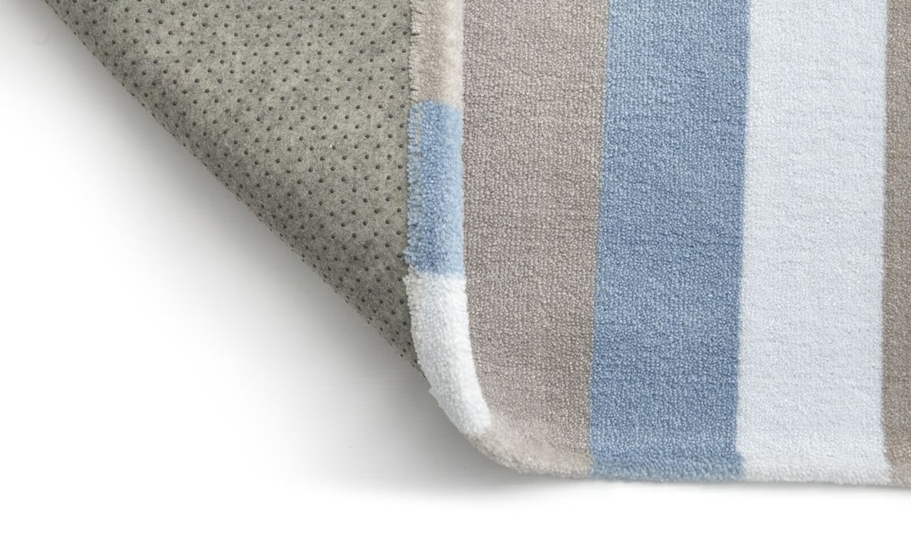 Tapete Retangular Listrado Tricolor Azul 95cm — vista alternativa