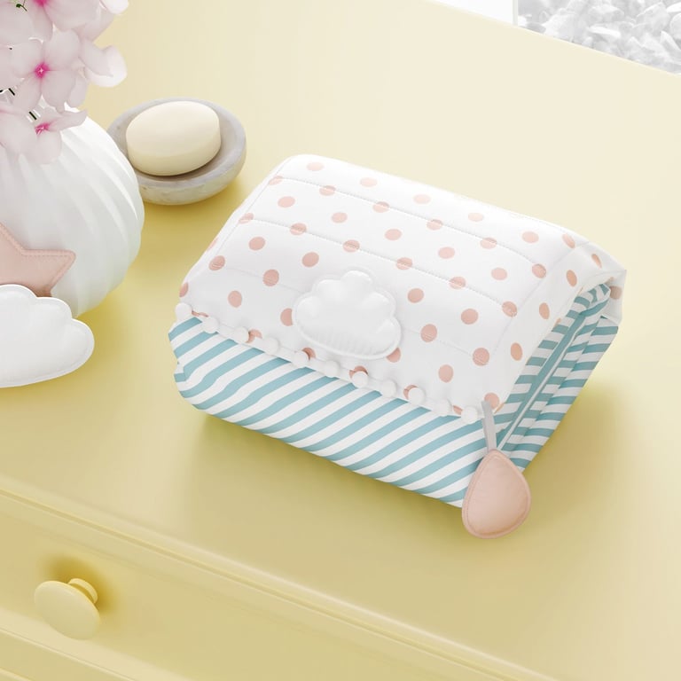 Trocador de Fraldas Portátil com Bolsos Nuvem de Algodão 85x40cm