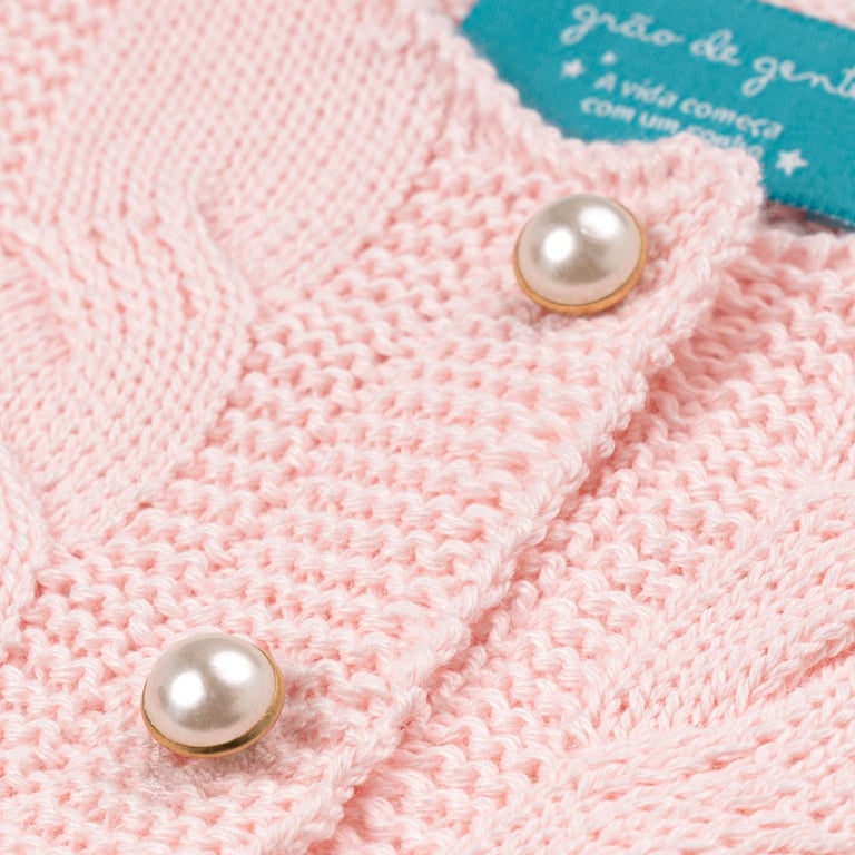 Saída Maternidade Tricot Trança Chique Rosa 03 Peças