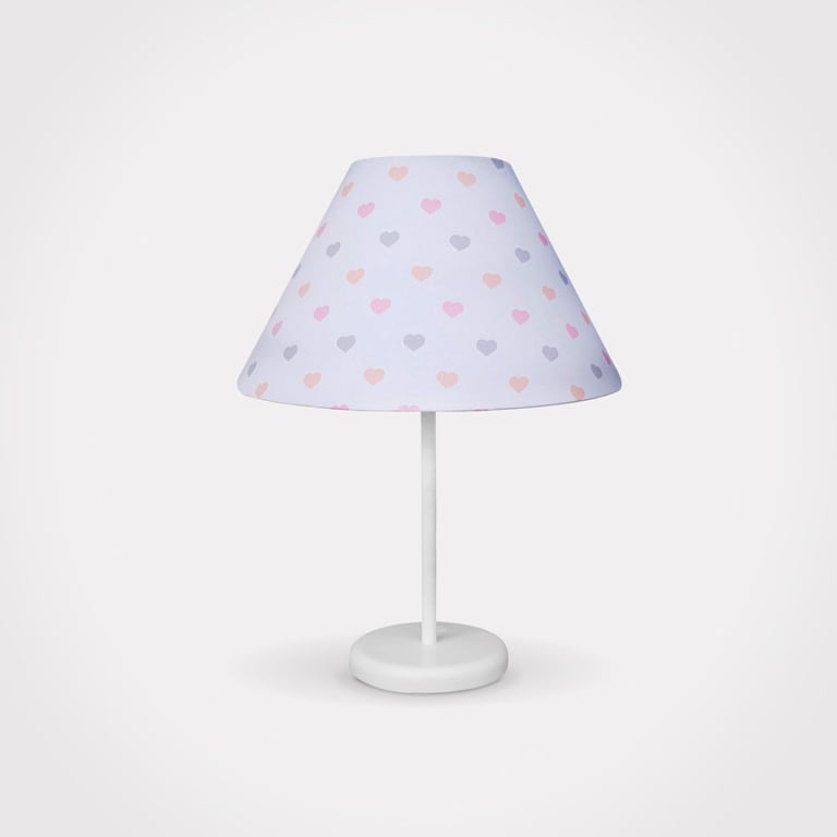 Abajur Simples Branco Chuva de Amor Rosa