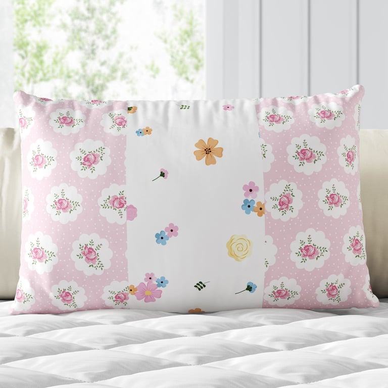Almofada Retangular Floral Liberty Poá Rosa 35cm