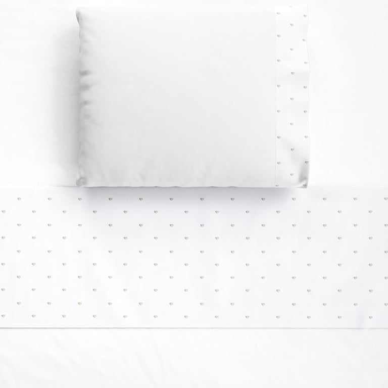 Jogo de Lençol Berço Bordado Coração Petit 3 peças